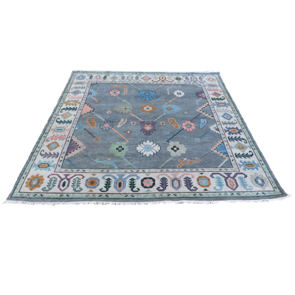 OrientalRugGalaxy OneofaKind 8' X 8' Square Wool Area Rug in Gray